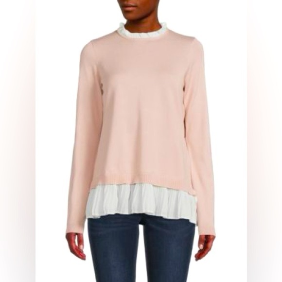 ADRIANNA PAPELL Ruffle Trim Twofer Top NEW - Picture 1 of 9